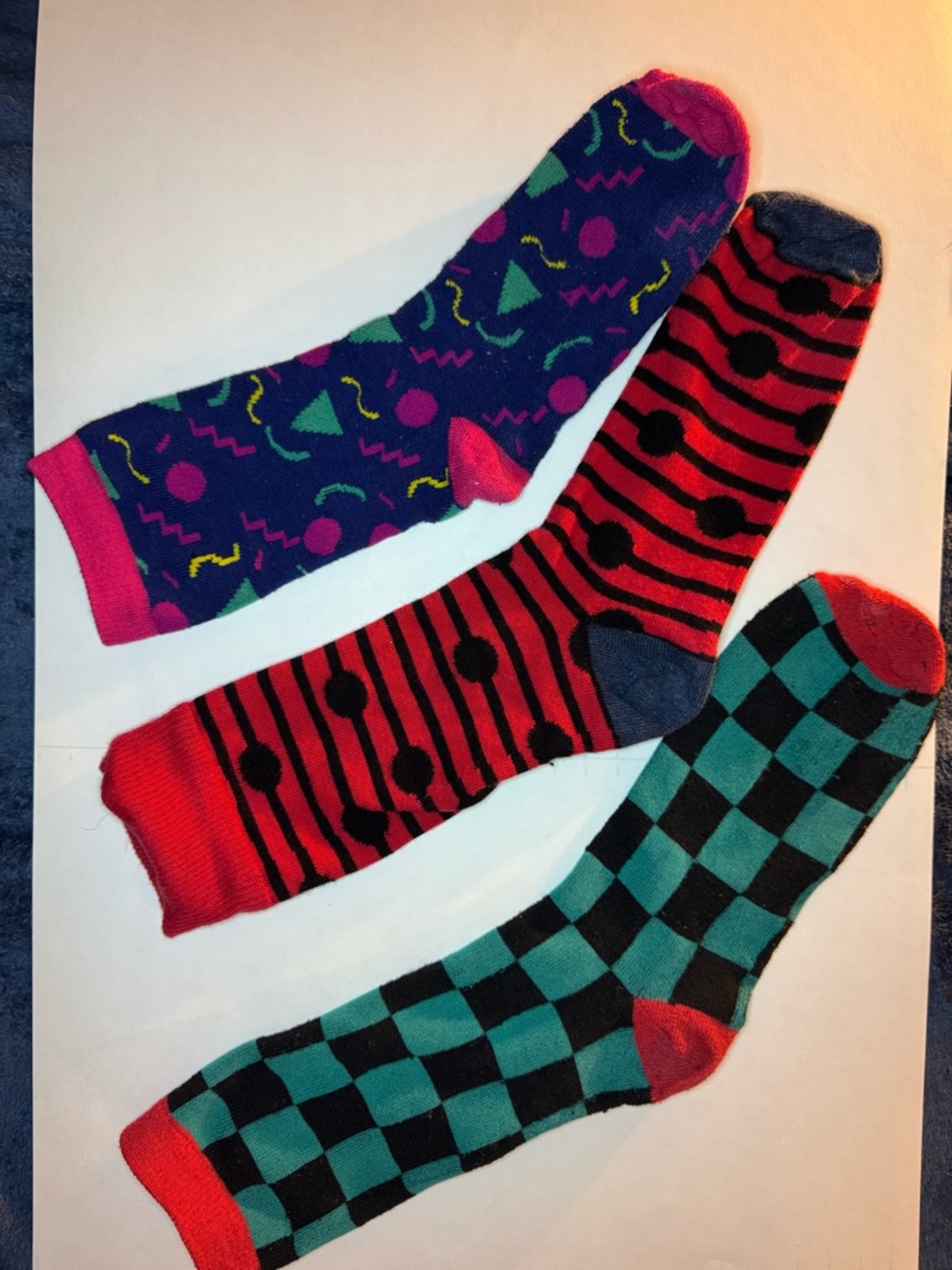 Colorful Patterned Men's Crew Socks - Pack of 3